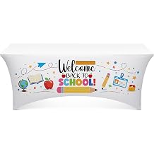 Tegeme 6 ft Back to Class School Spandex Tablecloth Stretch Table Cover