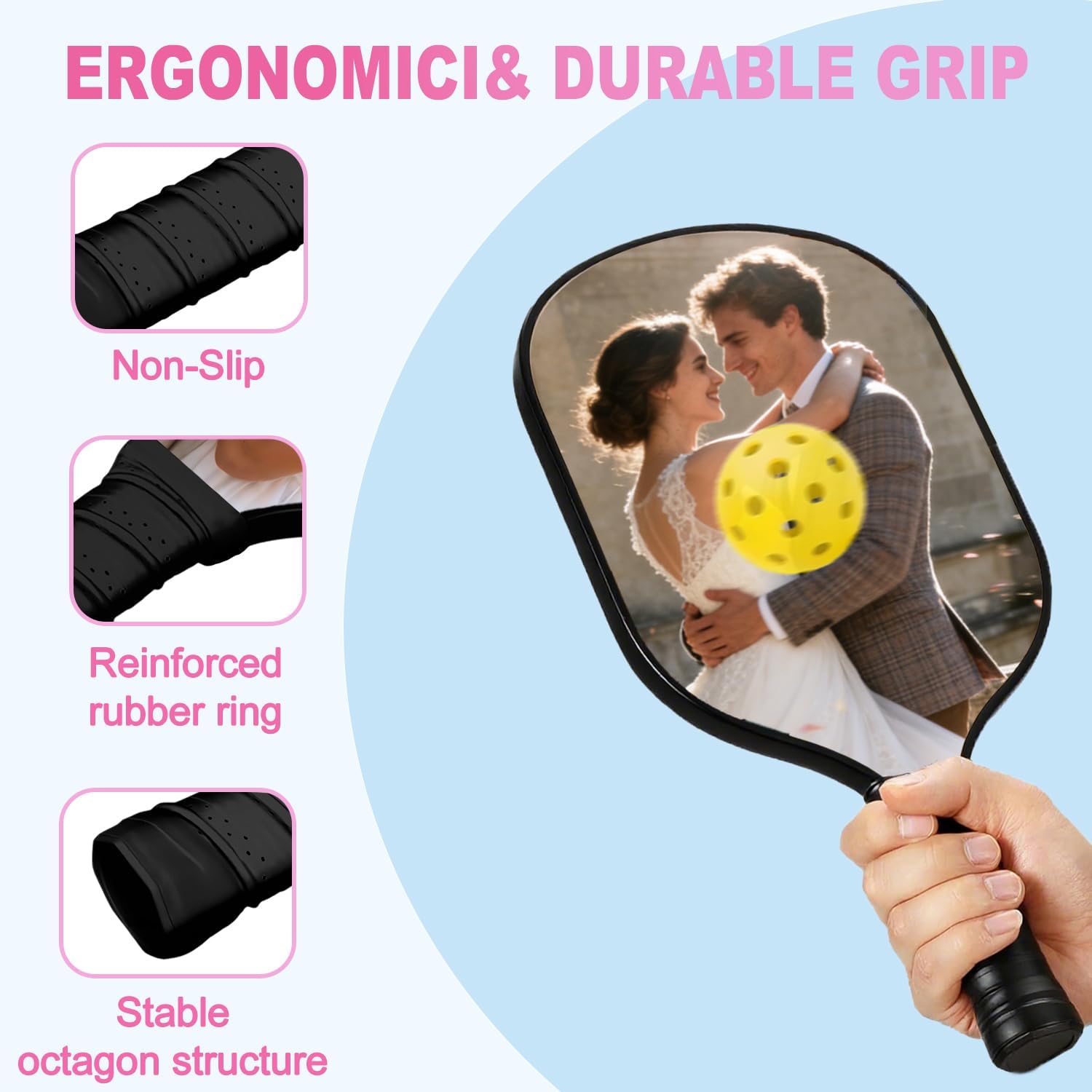 Personalized Ergonomic Pickleball Paddle, Customized Paddle with Logo & Text, Unique Gift for Pickleball Lovers & Beginners