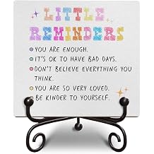 Mental Health Gifts for Kids, Self Love Gift - Little Reminders, Inspirational Desk Decor Sign, Wooden Sign with Metal Stand for Home, Office, Dorm, Table, Bookshelf, 5x5 Inches -C14