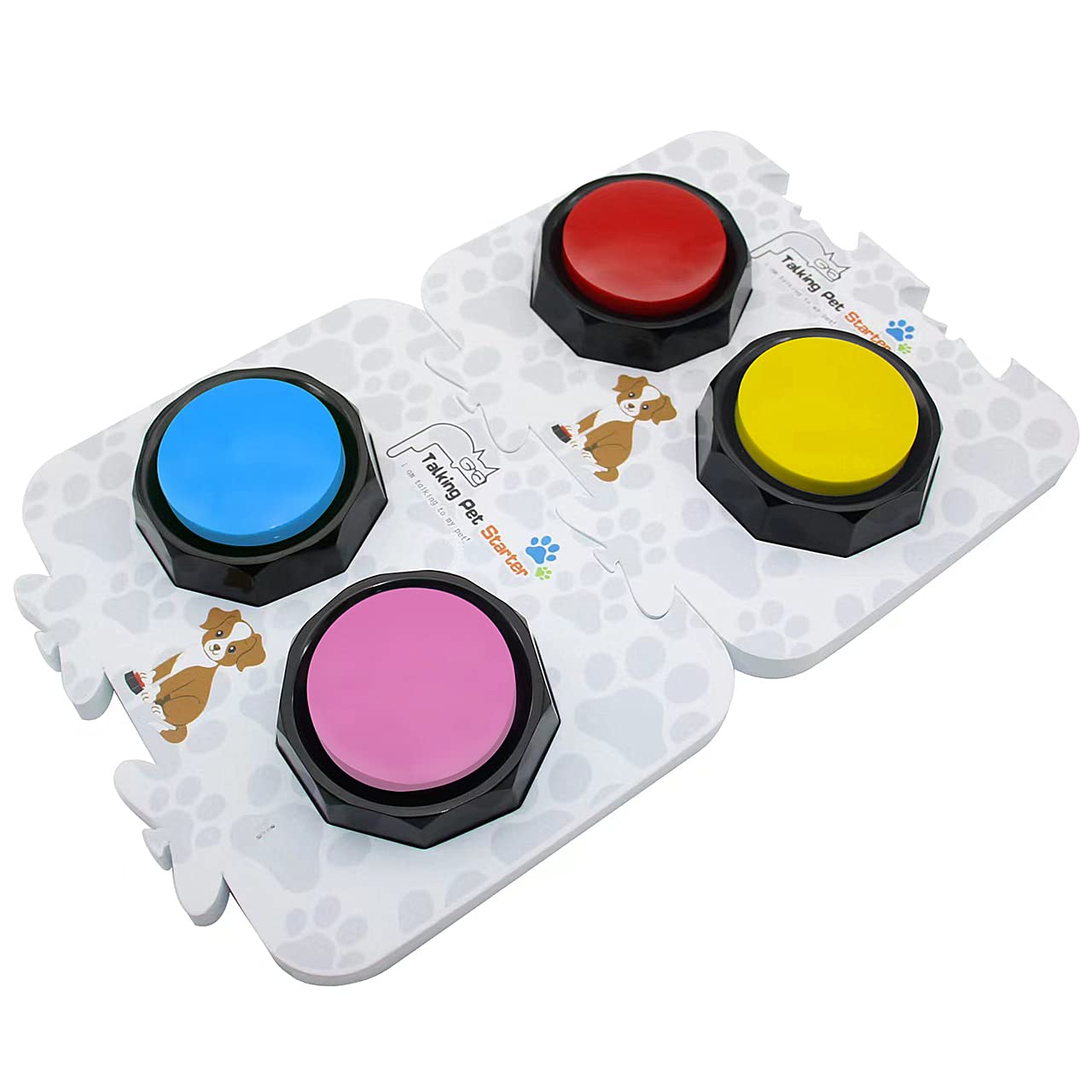 RIBOSY Set of 4 Colors Dog Buttons for Communication with 2 Mat - Train Your Dog to Voice What They Need (Battery Included)