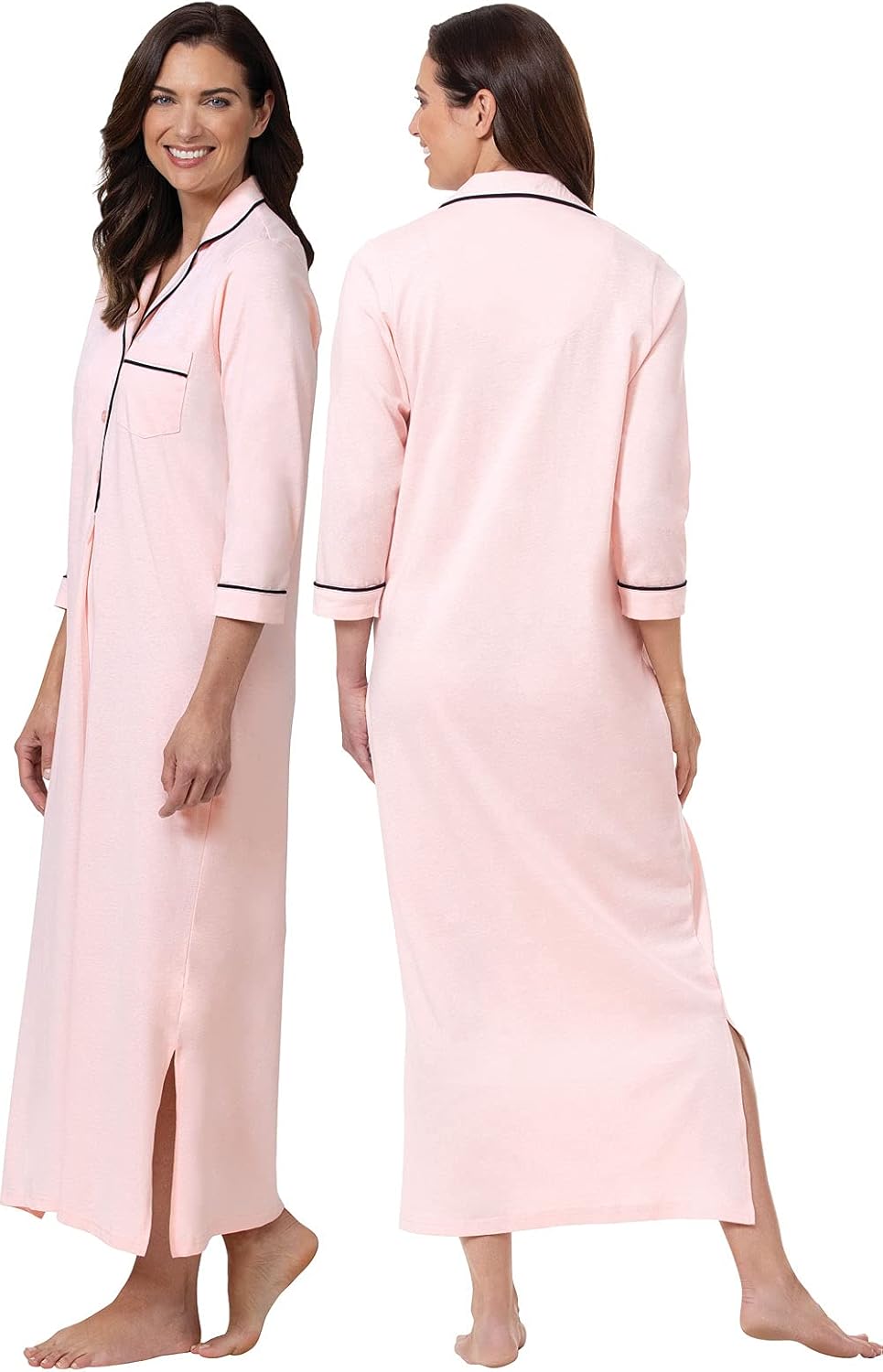 PajamaGram Long Flannel Nightgown - Women Nightgown, Plaid - Image 2