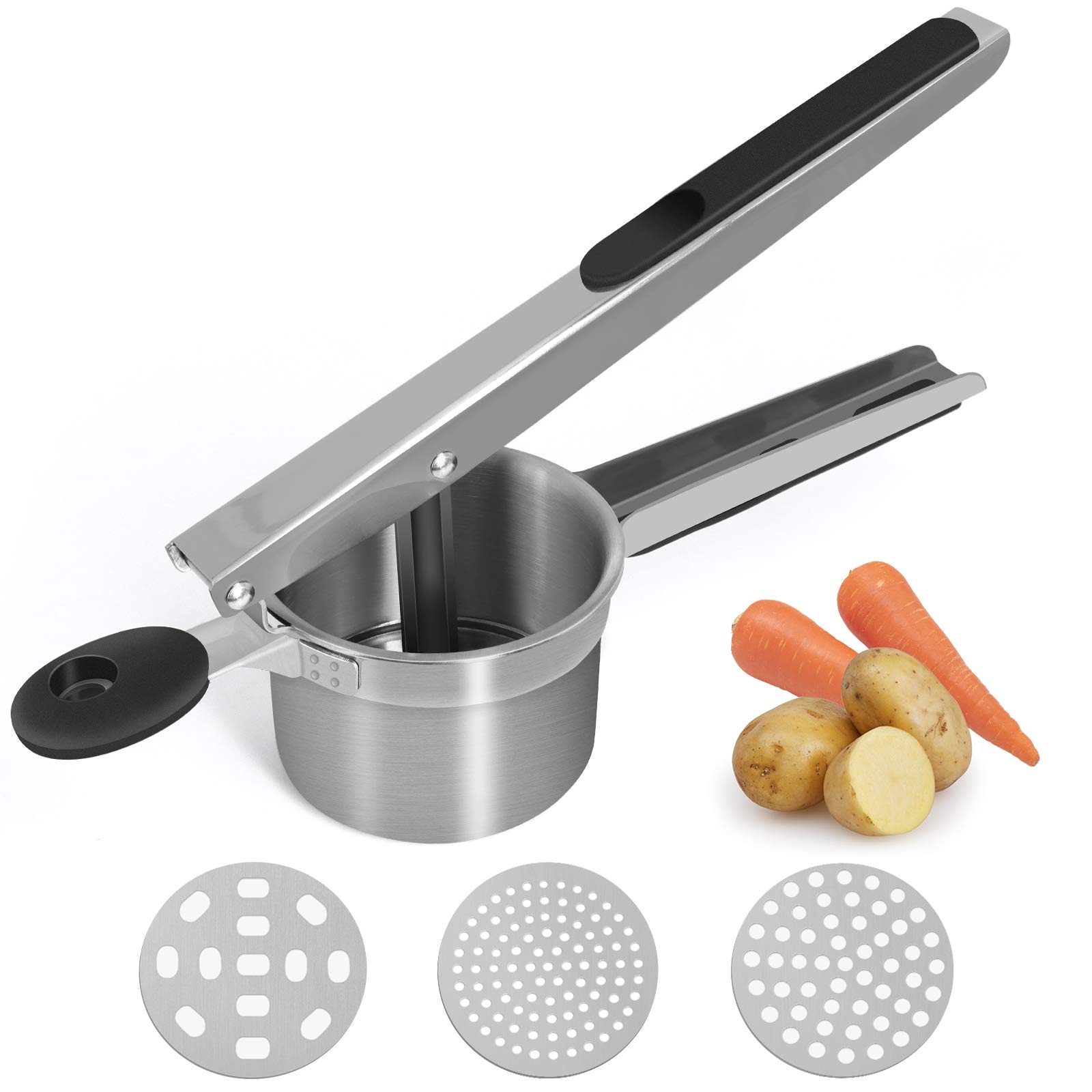 Generic AMAZINGCATS Stainless Steel Potato Ricer, Potato Masher, Potato Press with Anti-Slide Handle, Baby Food Potato Ricer, Ricer Kitchen Tool for Vegetable and Fruit.