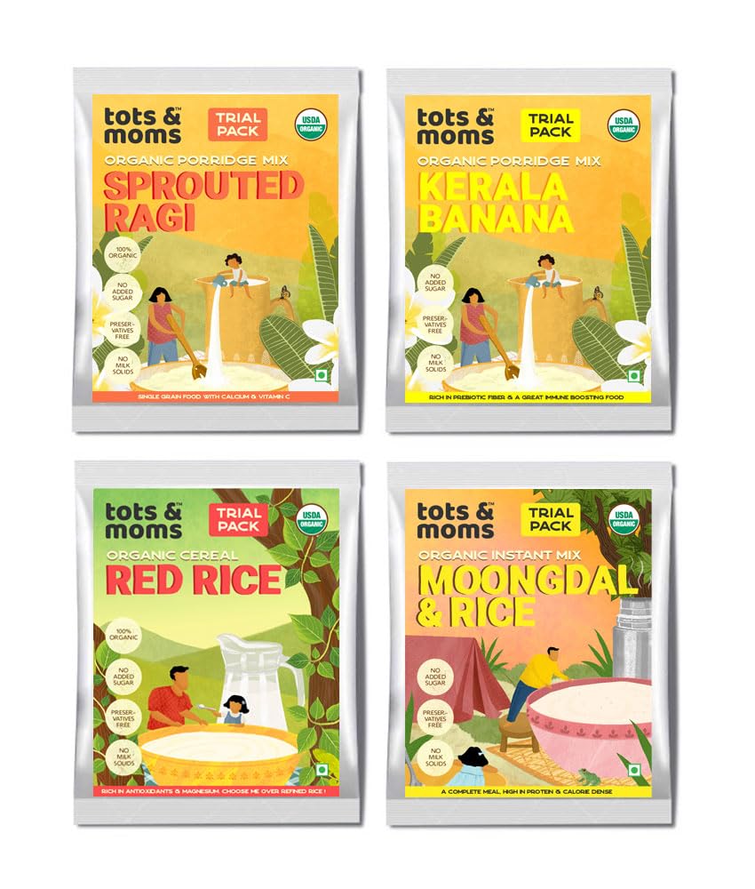 TOTS AND MOMS Introductory Foods Trial Combo| Healthy Porridge, Cereals And Moongdal Mix | 4 Packs - Combo Mix (B09GM8M66S) Amazon Price History, Amazon Price Tracker