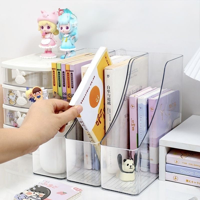 Image of Transparent Desktop Book Stand, A4 Storage Boxes, Large Capacity Plastic File Organizer, Matte Finish Desk Supplies Organisers Magazine File Holder For Office | Book Storage Organizer - Pack Of 1