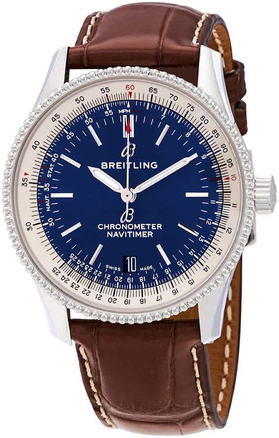 Breitling Men's Navitimer 1 Automatic 38mm Blue Dial Brown Leather Strap Watch A17325211C1P2