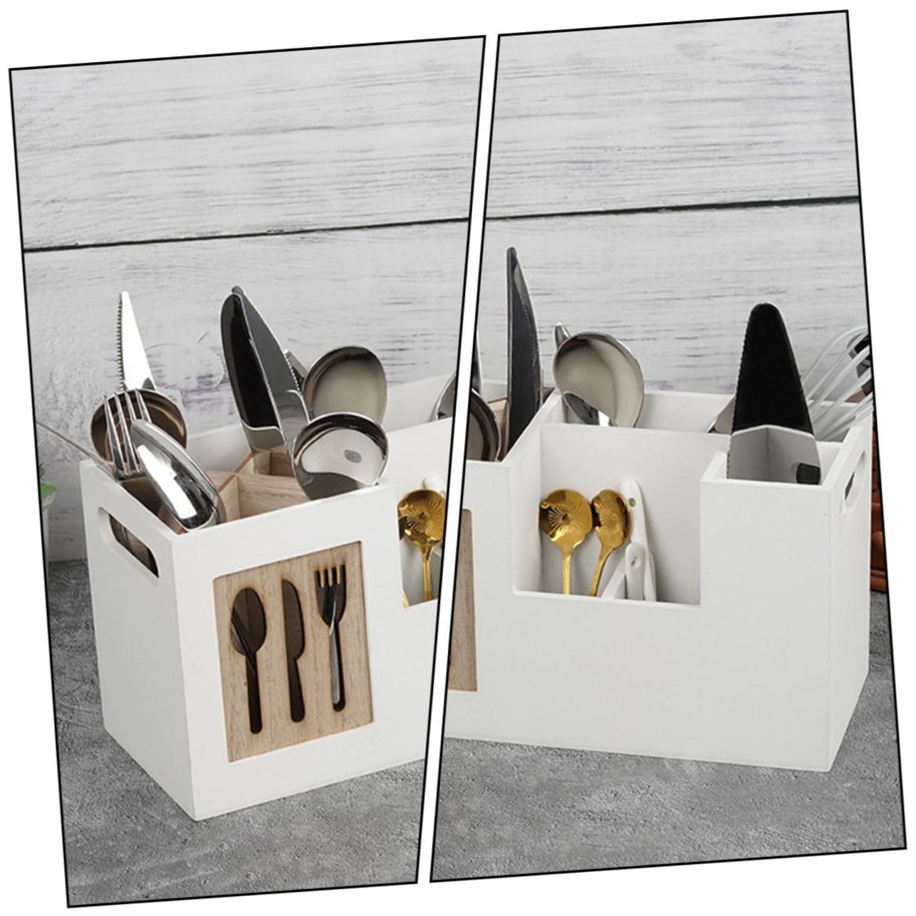 Toyvian Küchenorganizer Küchenaufbewahrung mit Multifunktionaler für Kochutensilien Holz Aufbewahrungsbox und Leicht zu Reinigender für Arbeitsplatte