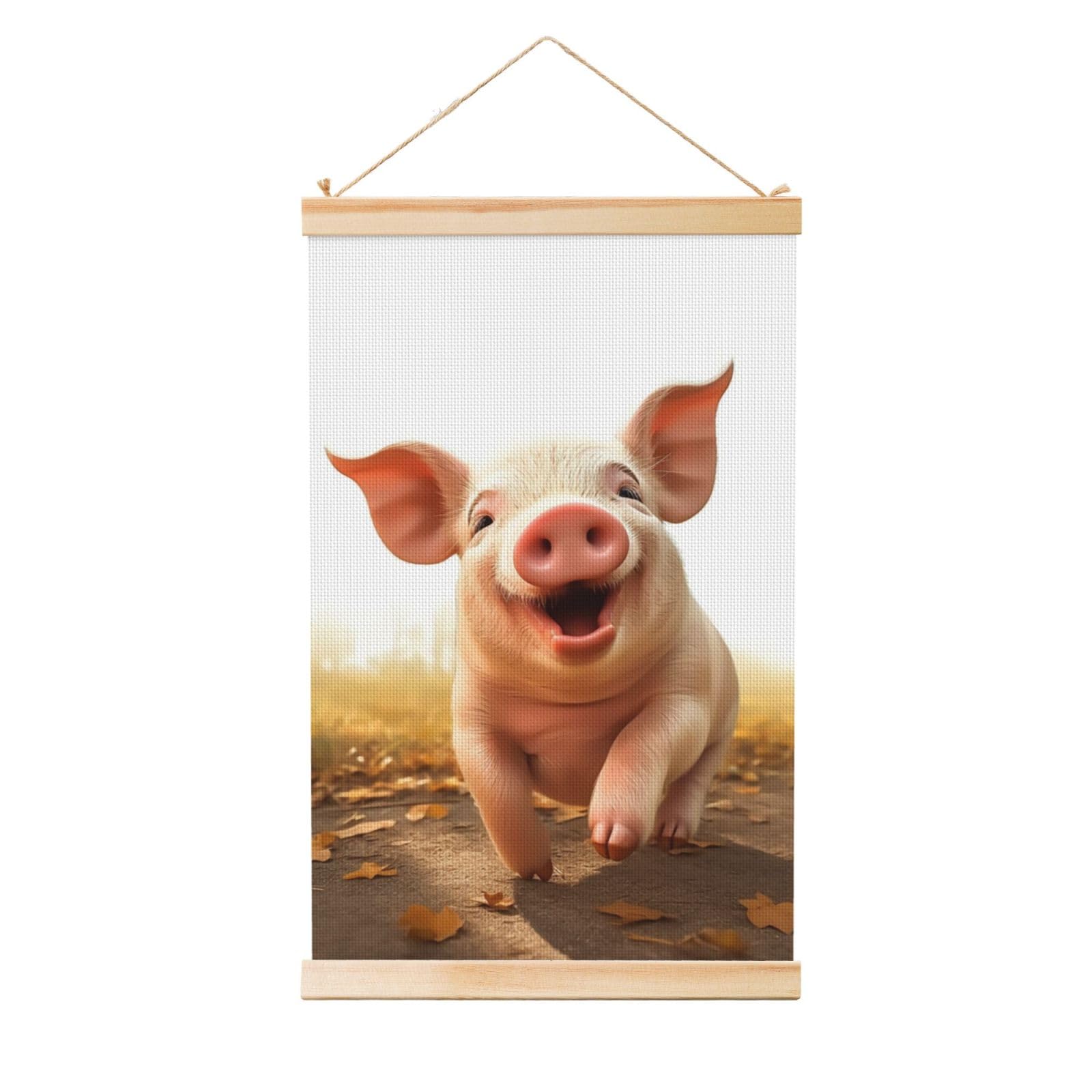 Smiling Poster Wooden Shaft Hanging Poster Wall Hanging Banner Canvas Artwork with Wood Frames 12"x18" Modern Artwork Decor Ready to Hang Wall Art for Home Decor Scroll Painting