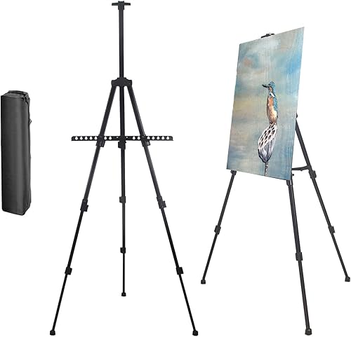 HUAZI Art Easel Stand for Painting Display Standing Artist Drawing Easel for Canvas with Carry Bag Portable for Adult Kids Height Up to 66-Inch for