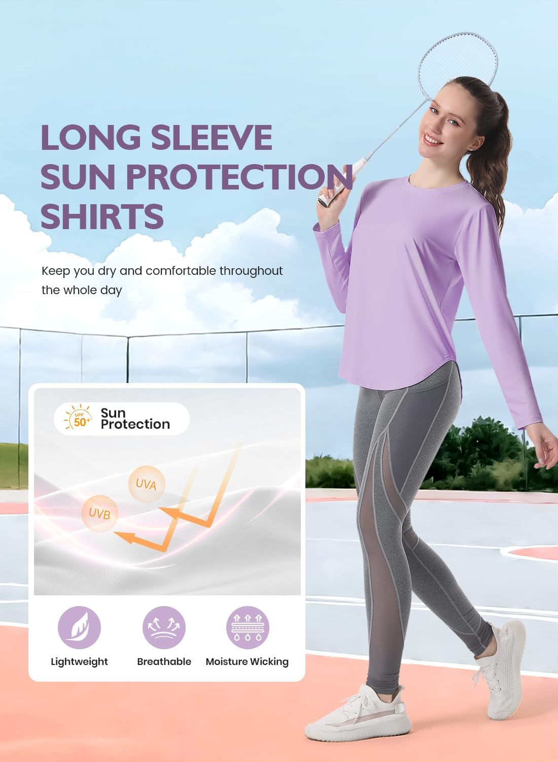 Star Vibe Women's Quick-Dry UPF 50+ Long Sleeve Workout Tops Lightweight Athletic Shirts Gym Hiking Outdoor 3 Pack - Image 3