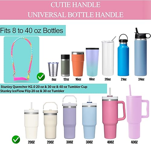 Miniatura 2 de Bexbchh Asa para botella de agua, correa de silicona suave y duradera, se adapta a la mayoría de botellas de 8 a 40 onzas, accesorios compatibles