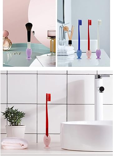 Miniatura 5 de Soporte de silicona para cepillos de dientes de pez, 6 piezas, estante de almacenamiento vertical antideslizante para el hogar, dormitorio, baño,