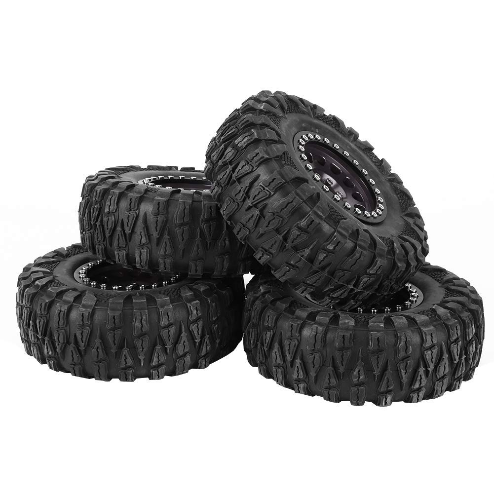 EVGATSAUTO 2.2 Beadlock, 2.2 Beadlock und -Reifen, 4-teiliges RC-Crawler-Gummireifen-Metallradnaben-Zubehör, Passend für 1/10 RC-Car 2,2 Zoll (Ti-Farbe)