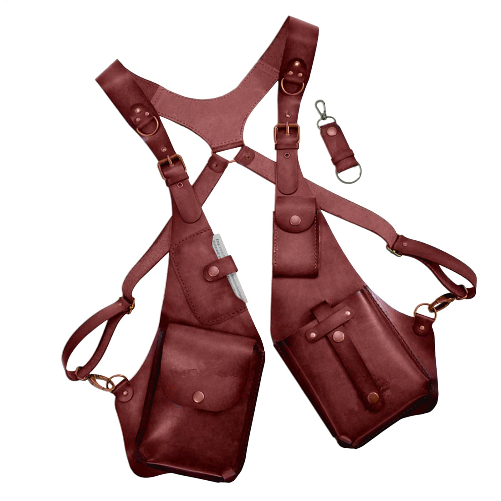 Riñonera Axilar Cartera Steampunk De Cuero PU | De Seguridad Para Móvil Cosplayers Actuaciones Viajeros Trabajo Camping Senderismo Carnaval Eventos Temáticos Obras