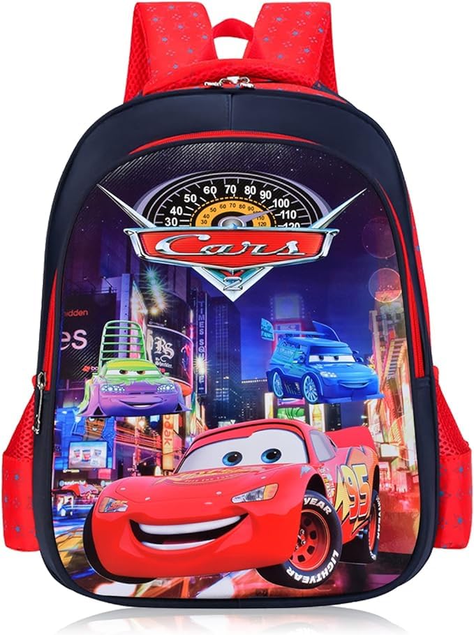 Runup Cars - Mochila para niños, Lightning Mcqueen, Carrera de coche, mochila ajustable, para niños, guardería, escuela primaria, mochila ajustable, azul, 1