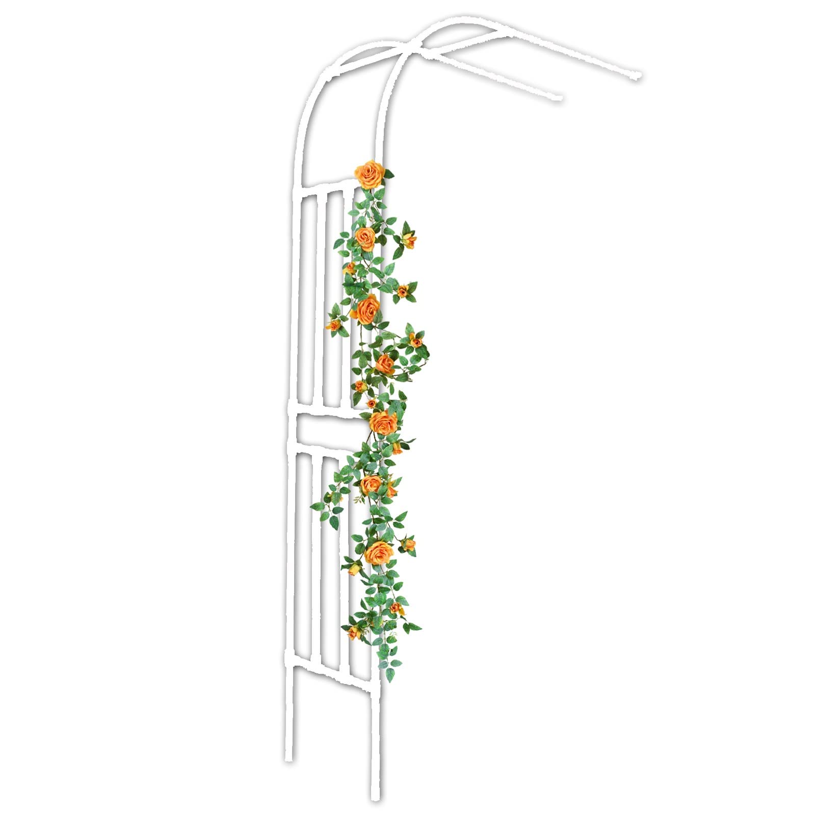 Arco de jardín de metal de medio lado, arco de rosas semicircular, arcos de jardín para plantas trepadoras, color negro/blanco, resistente a la intemperie, pérgola para césped, patio trasero, patio