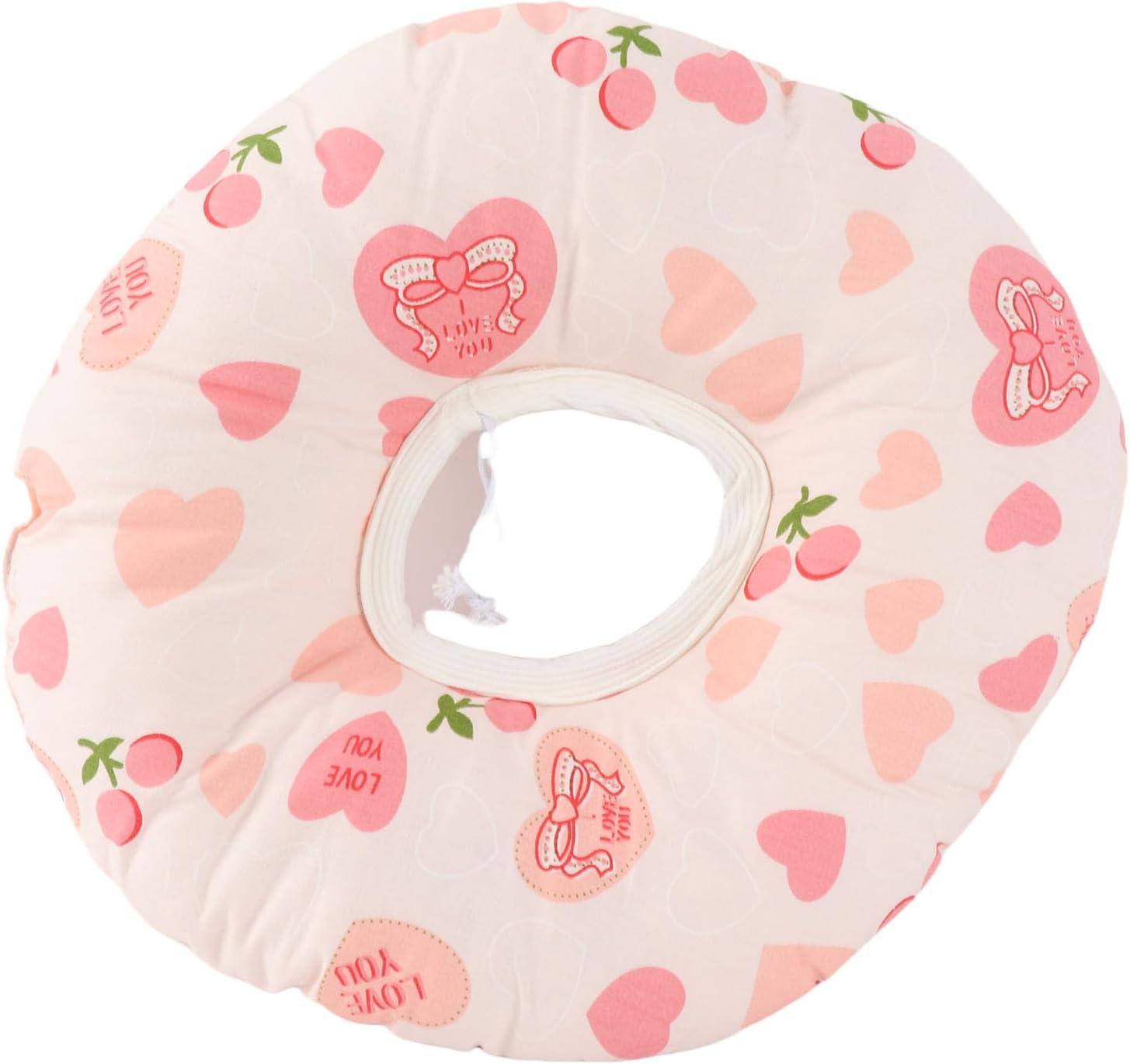 Side Sleeper Ear Piercing Pillow - Donut Shape Cotton Pillow for Comfortable Sleep - 32cm Diameter - for Piercing Care and Relief (Heart Shape Light Pink)