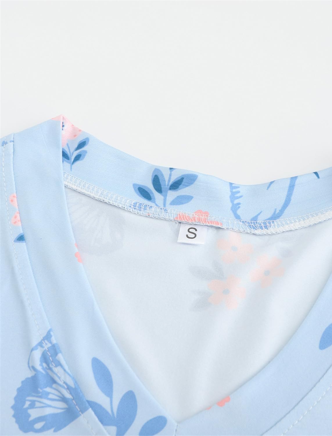 QCIV Womens Pajama Sets V-Neck Short Sleeve Top and Capri Pants with Pockets Sleepwear Set Two Piece PJS - Image 3