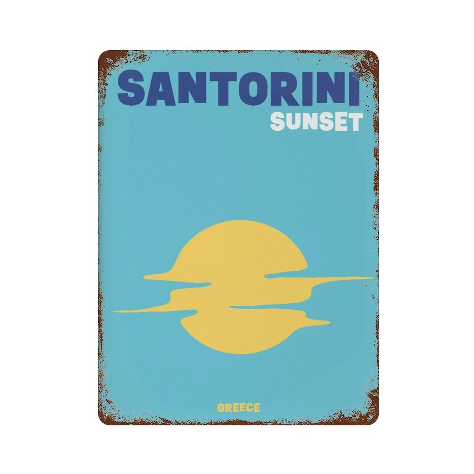 xiaoxiaoshen Santorini Sunset Greece Travel Wall Decor Art Metal Tin Poster Modern Home Decor Art Home Bar Shop Decorations Vintage Sign 40x30cm