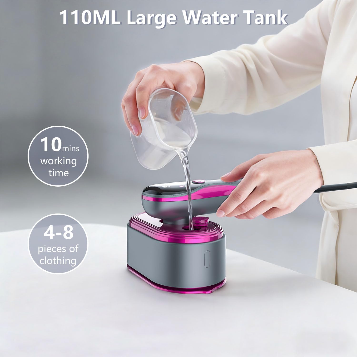 Travel Steamer for Clothes: 1200W Portable Handheld Travel Steamer with LED Display, 10S Fast Heating, 110ml Big Capacity, 2-in-1 Garment Mini Steamer Iron for Travel, Business, Home 110-120V