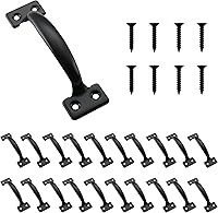 HOME MASTER HARDWARE 20 Pack 6-1/2 Inch Black Metal Gate Pull Handles - Heavy Duty Steel Door Pulls for Barn Garage Cabinet with Screws