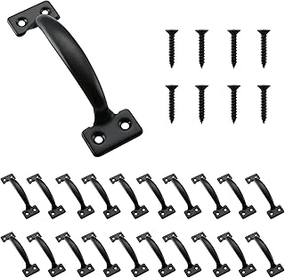 HOME MASTER HARDWARE 20 Pack 6-1/2 inch Gate Pull Door Handles Metal Gate Pulls Kitchen Furniture Cabinet Wardrobe Closet Drawer Handle Black with Screws