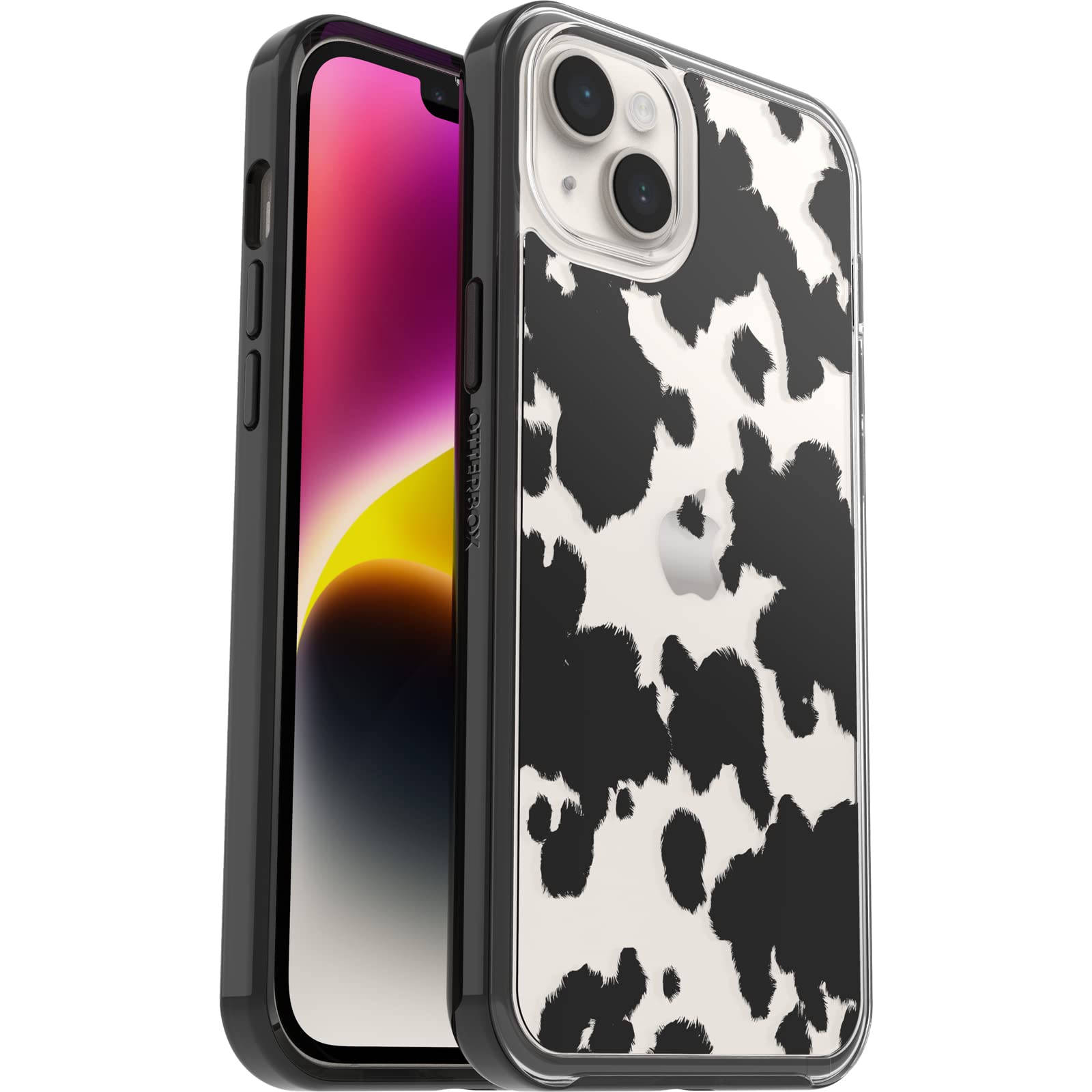 OtterBox Symmetry Series + transparente Schutzhülle mit MagSafe für iPhone 14 Plus – Kuhaufdruck