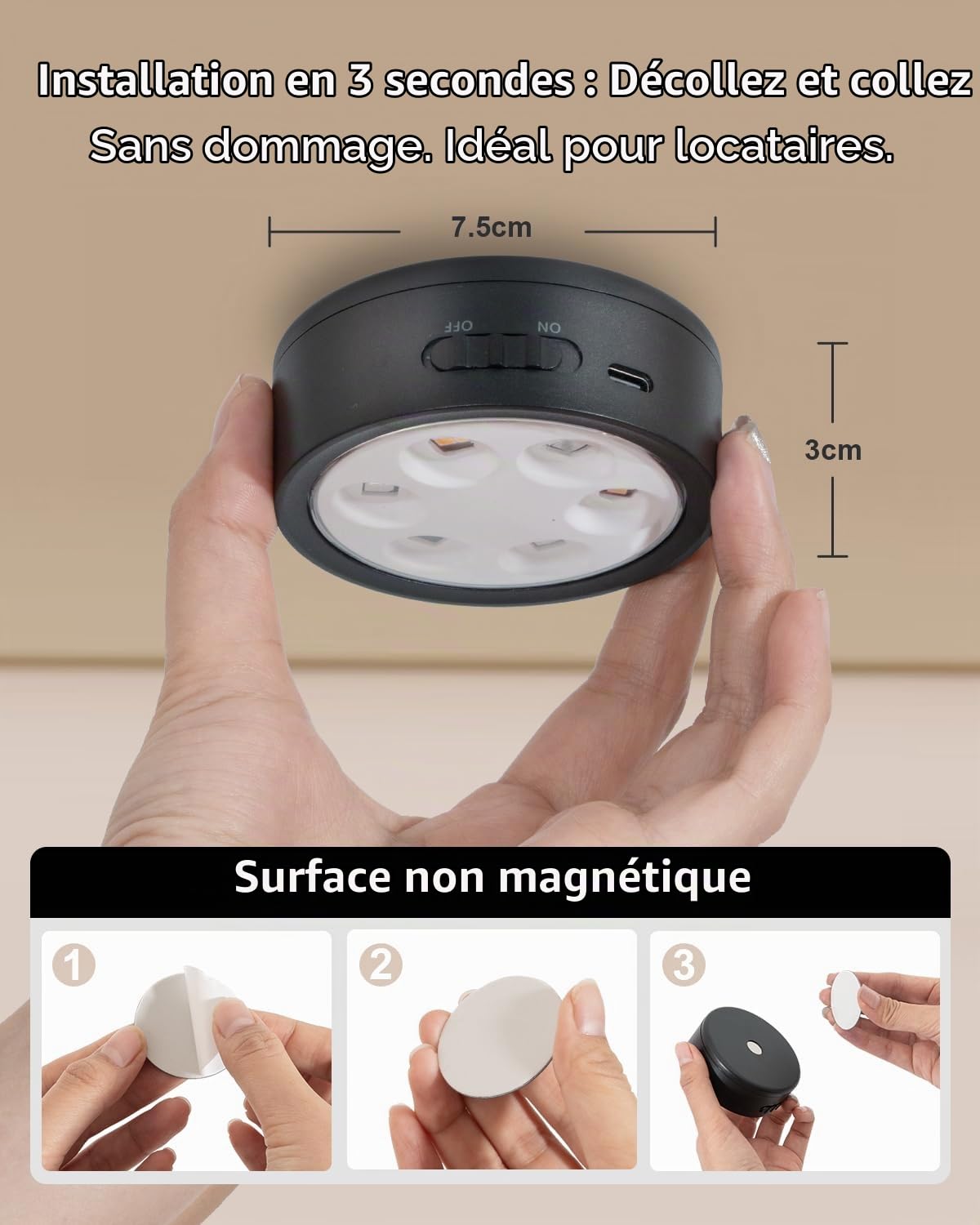 2400mAh Lampe Vitrine Télécommande, Spot LED Placard Rechargeable | USB, RGB, Minuterie, Autocollant, Magnétique Batterie de Eclairage Cuisine Sous Meuble Sans Fil Pile pour, Armoire, Etagère