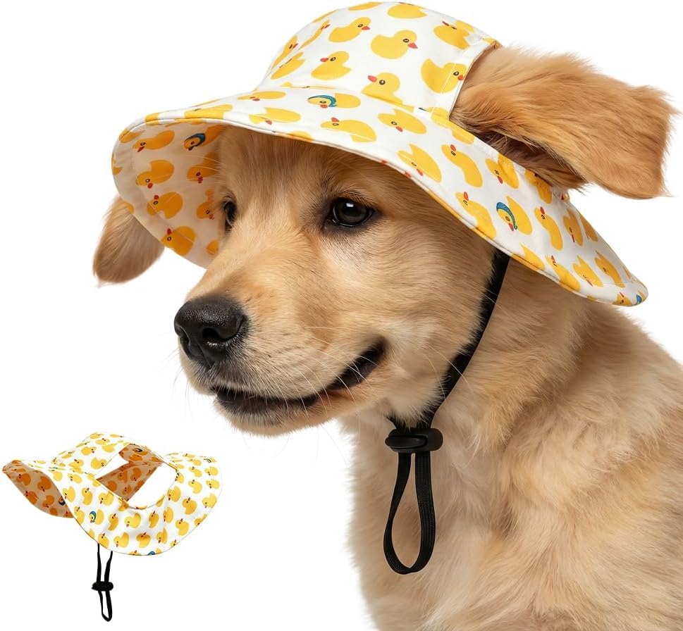 Outdoor Sun Hat for Pets, Cute Adjustable Dog Sun Hat with Ear Holes for Small Big Cats Dogs, Breathable Pet Bonnet for Beach Summer Walks Summer Beach Walking, Hiking & Daily Travel