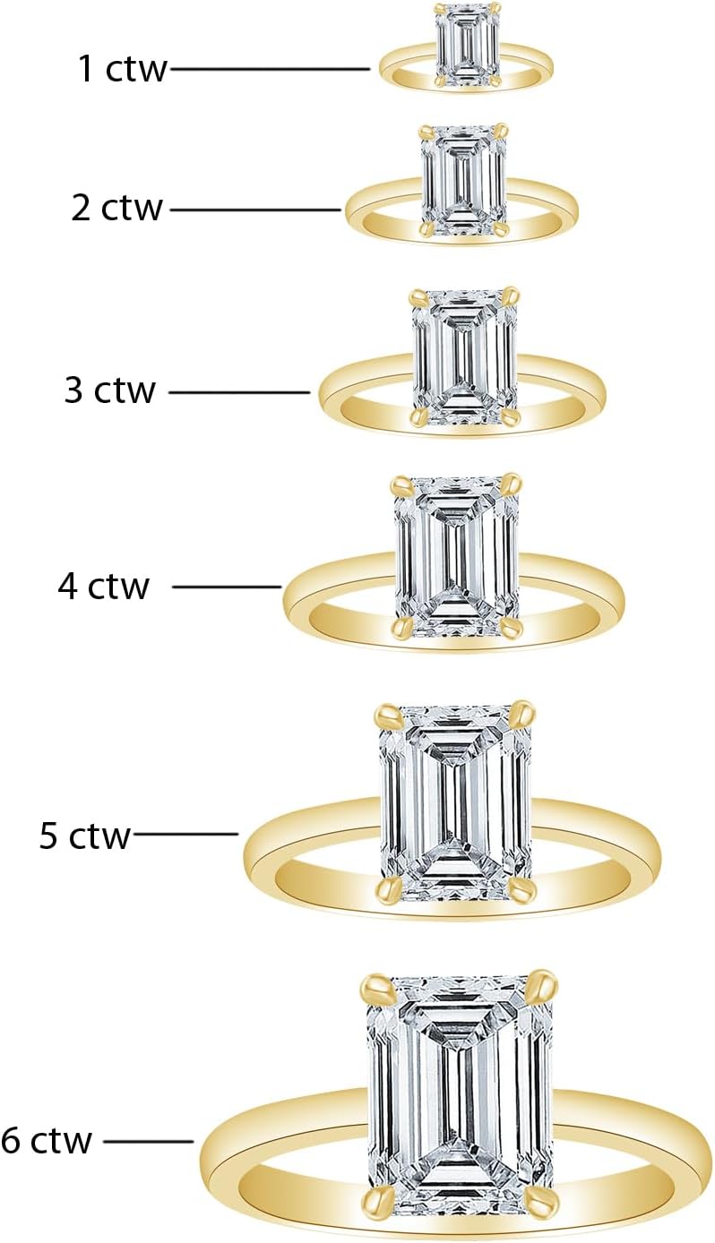 Houston Diamond District 1/2 Carat Lab Grown Solitaire Emerald Cut IGI CERTIFIED Diamond Engagement Ring (0.5 Ct,E-F Color VS1-VS2 Clarity) - Image 2