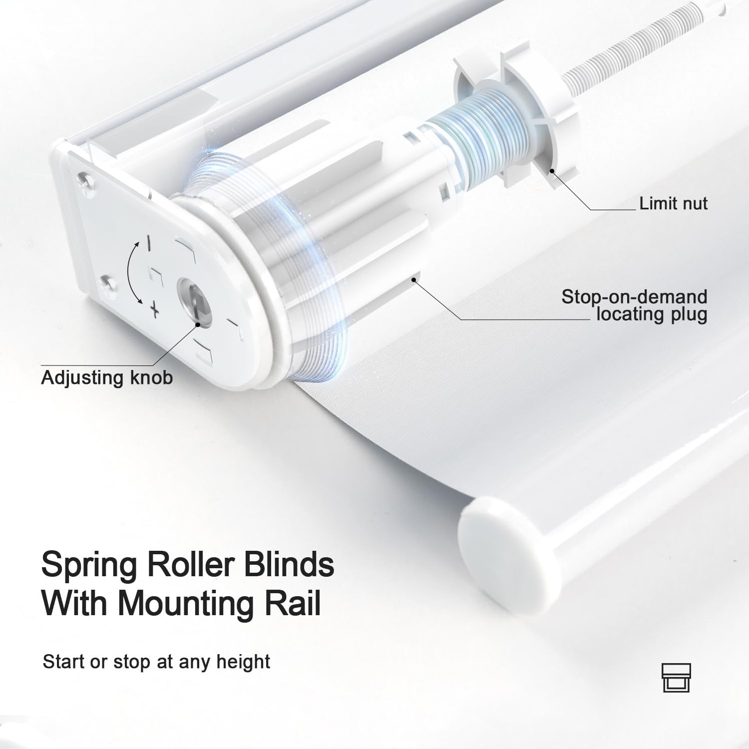 Cordless 100% Blackout Roller Blinds for Windows, Thermal Insulated UV Protection Roll Up Window Blinds and Shades,Easy to Install and Clean(36" Wx72 H & White)