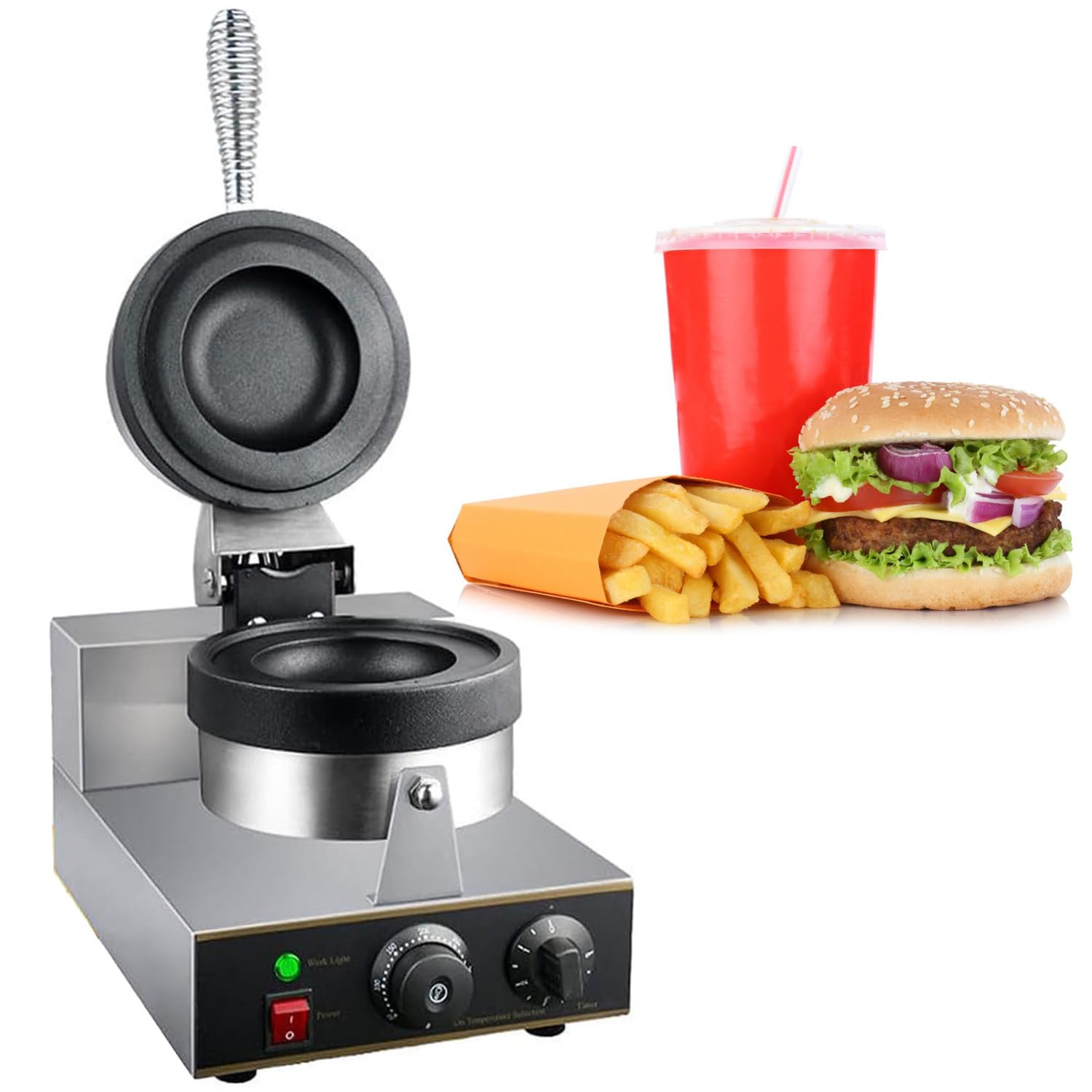 ANXYYDS Burger Waffle Maker, 1300W Stainless Steel Nonstick Plates Waffle Burger Maker Machine, Time & Temperature Control, Panini Press Machine for Baking Delicious A