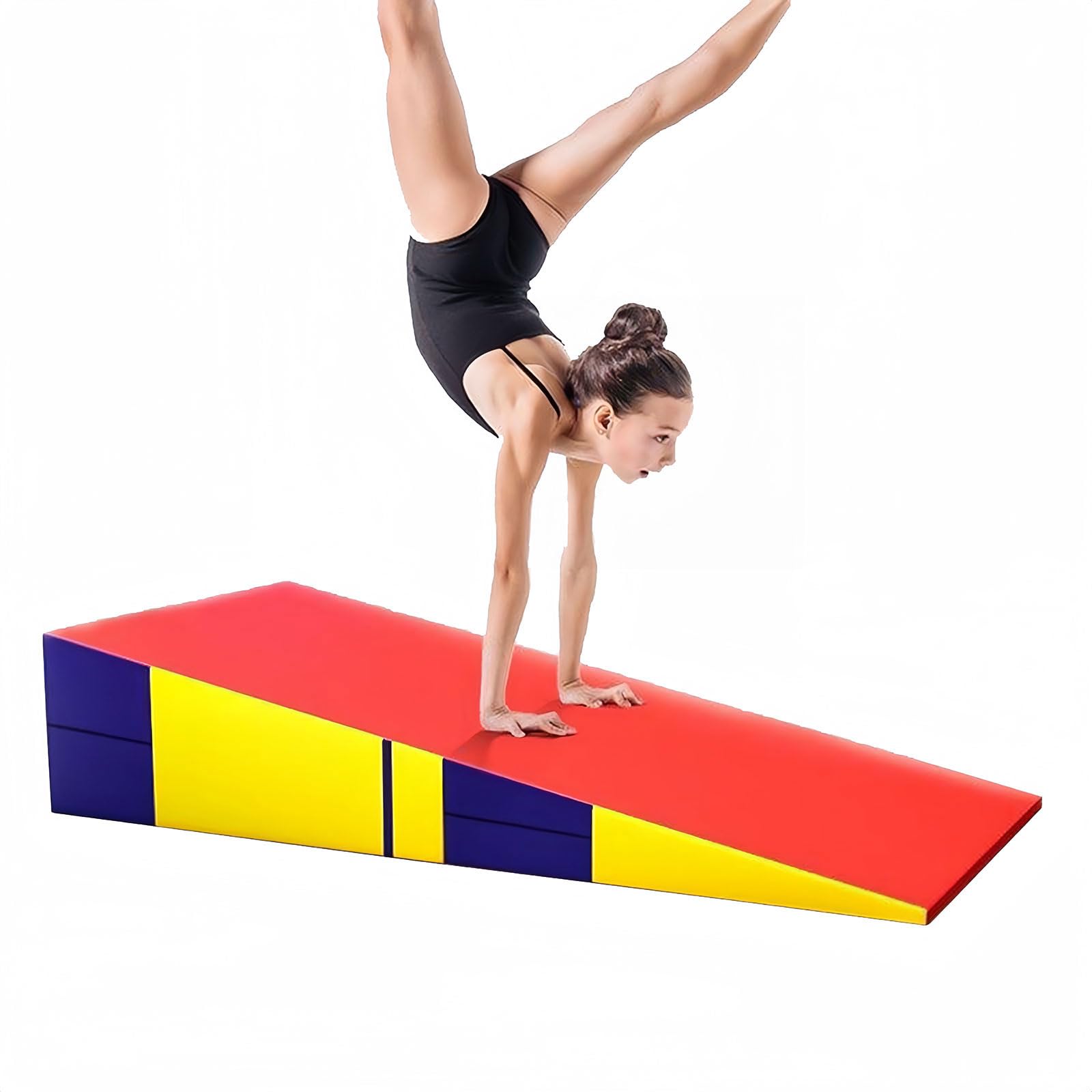 Gymnastics Inclined Mat,foldable Wedge Tumbling Mat Surface Non-slip,tear-resistant,for Gymnastics, Dance, Martial Arts Stretching Training Exercises(Size:150×75×38cm（59×29.5×15in）)