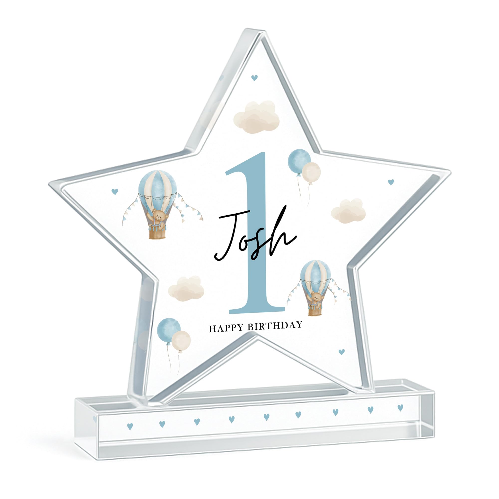 Red Ocean Personalised 1st Birthday Gift For Baby Boy Acrylic Star Plaque Nursery Decor First Birthday Gift For Son Grandson Nephew Godson Keepsake