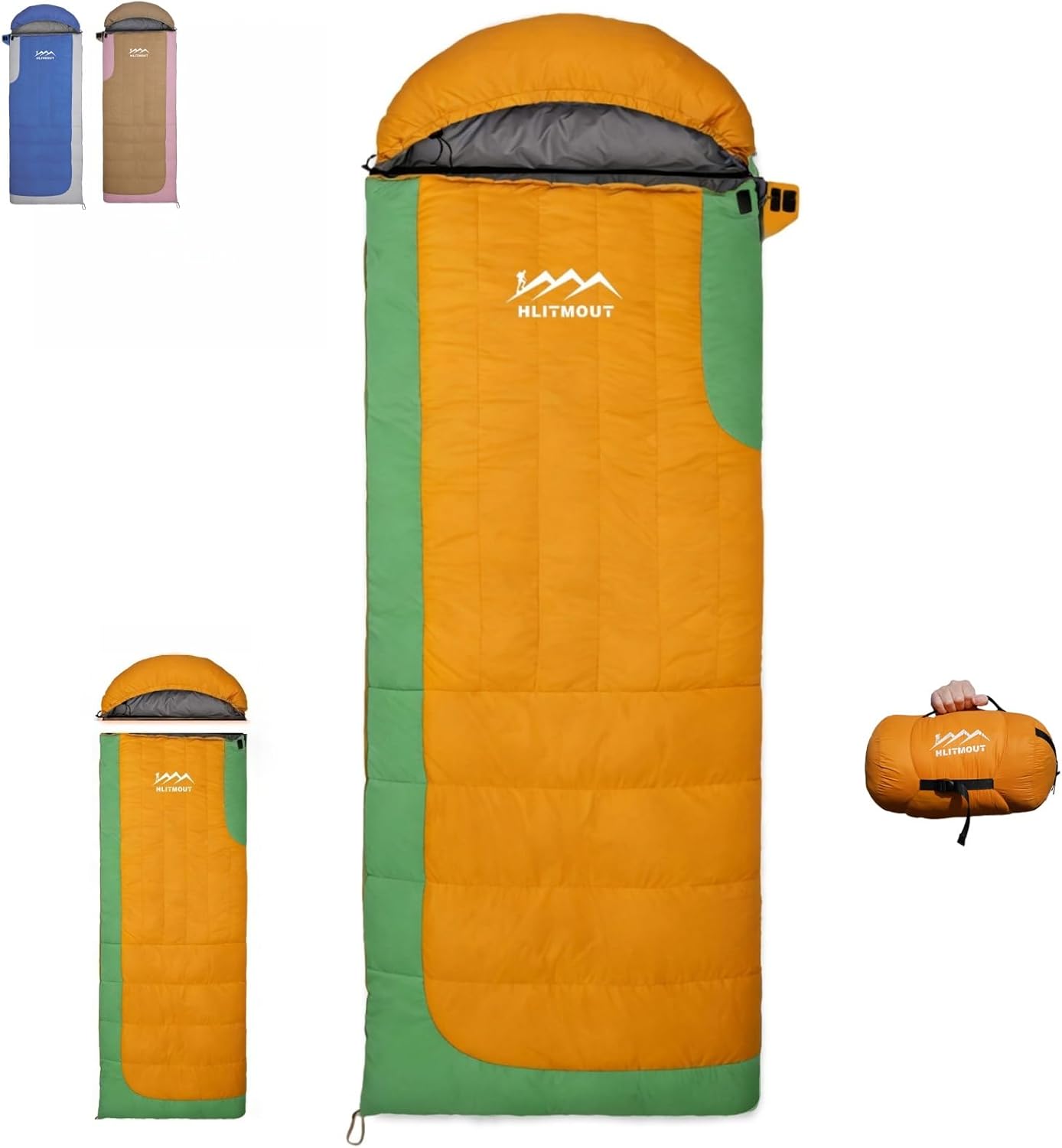 Down Sleeping Bag for Adults with Detachable Hood, 32°F 45°F Rectangular Lightweight Down Blanket Sleeping Bag for Camping Hiking and Backpacking Outdoor and Indoor 4 Season