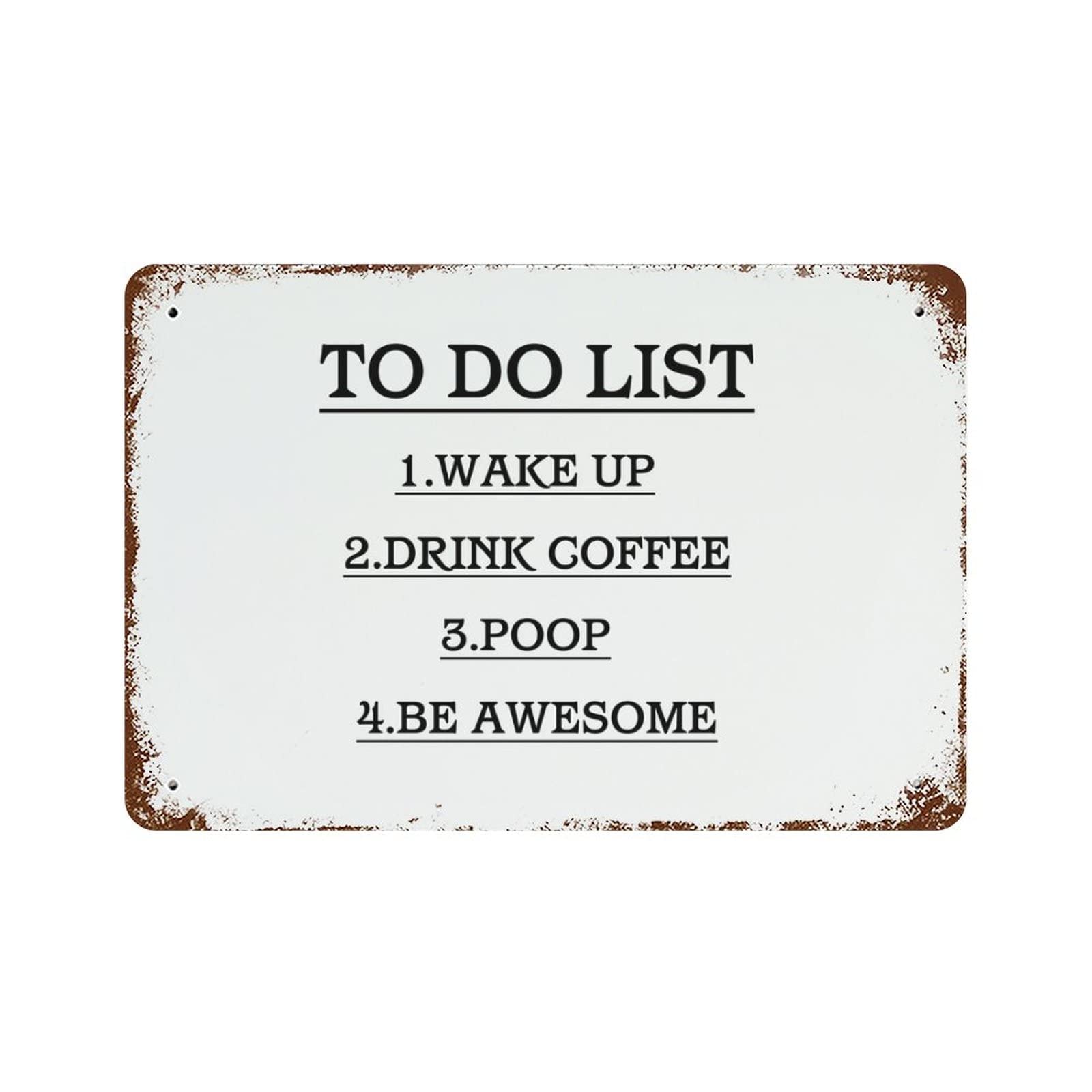 Plaque en métal To Do List un encouragement vintage sous forme de panneau routier mural
