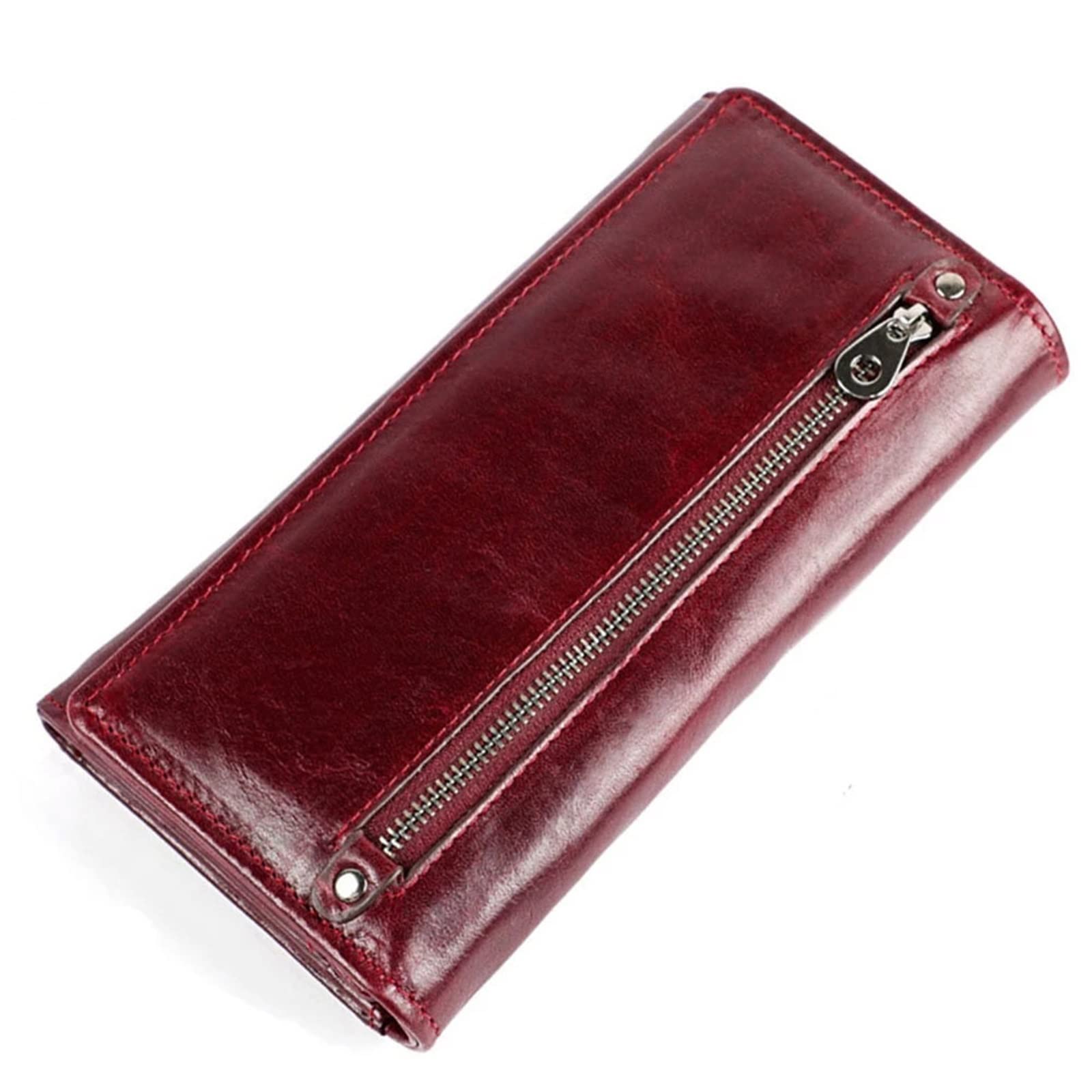 Portfel damski Długi Vintage Casual Portfele dla kobiet, czerwone wino, 19.2x10.1x3cm, Klasyczny