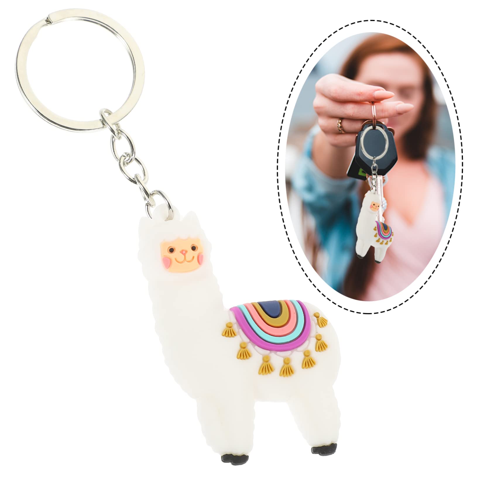 KOMBIUDA 12piezas Llavero De Alpaca De Peluche Adorno Colgante Para Mochila Bolsa y Llaves Diseño Creativo y Compacto Para Niñas y Fiestas