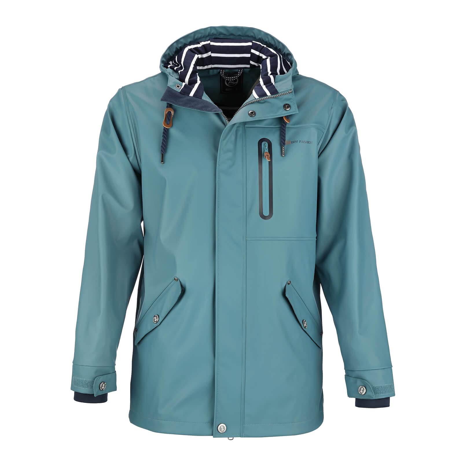 Dry Fashion Herren PU-Parka Lübeck - Regenjacke Herren Wasserdicht Winddicht Reißverschluss Outdoor Jacke Männer