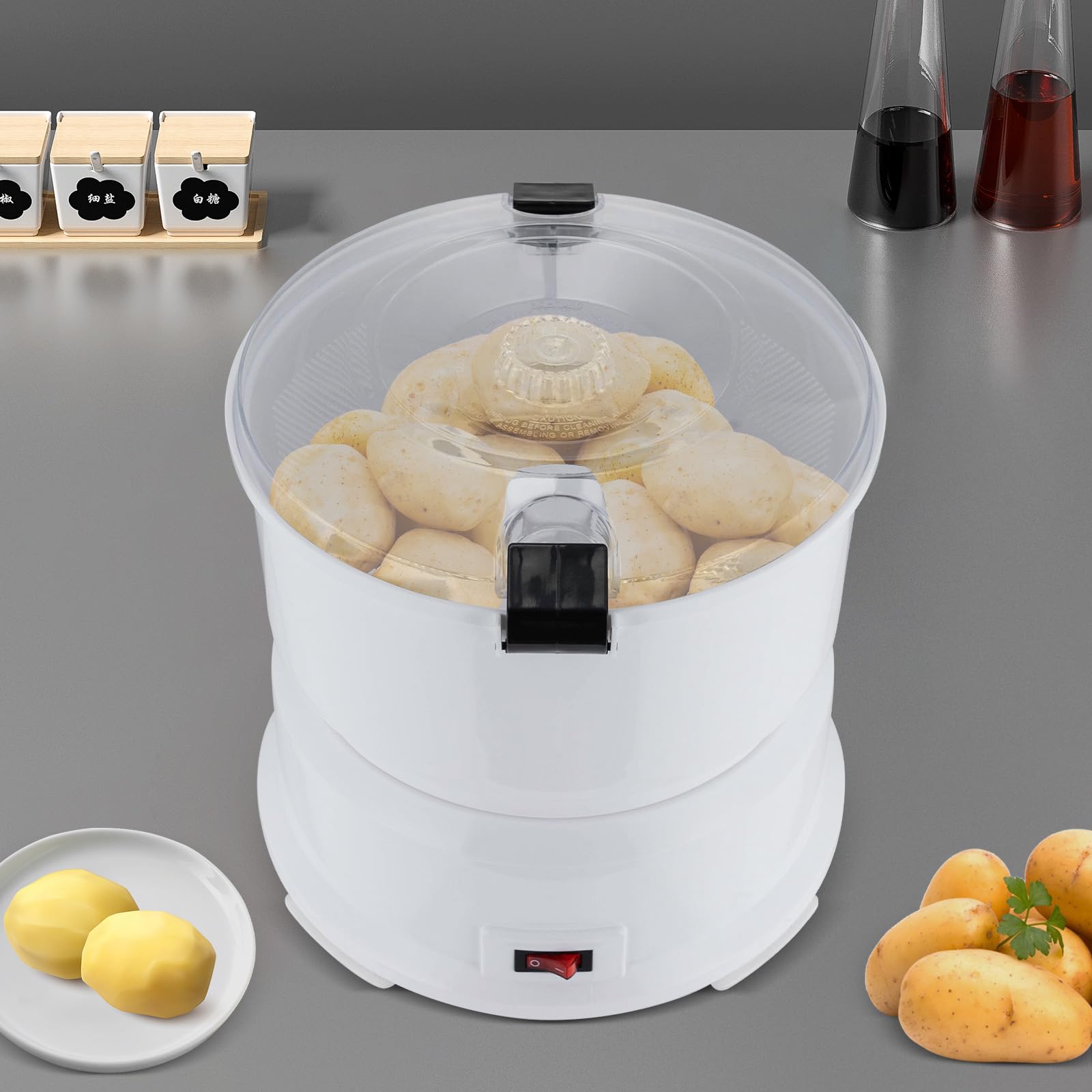 85W Pelador de Patatas Eléctrico Máquina Peladora de Patatas AOT-P01 Blanco