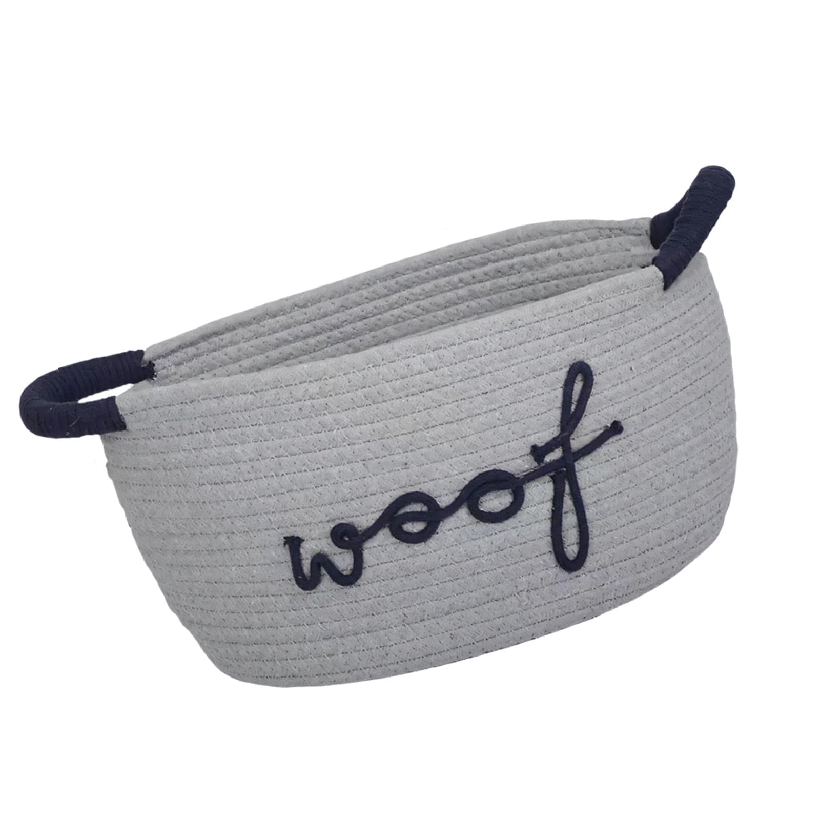 Multi Purpose Pet Holder Basket Woven From Cord Showcasing Dog Theme Design Friendly Pet Planner