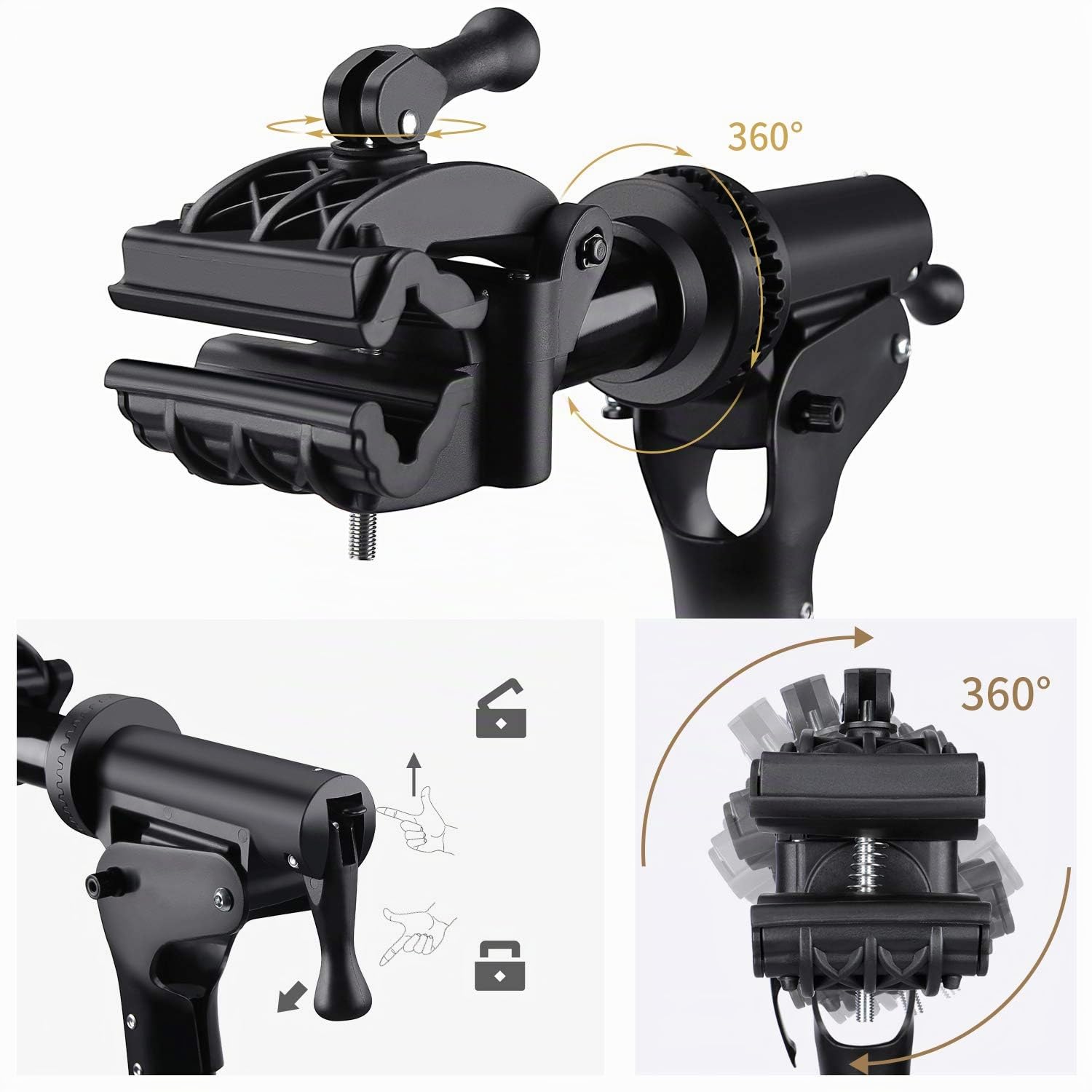 CXWXC Cavalletto per Riparazione Bici, Supporto per Manutenzione Bicicletta in Alluminio, con Vassoio Porta Utensili Magnetico, Regolabile, Leggero, Portatile Nero (Nero)