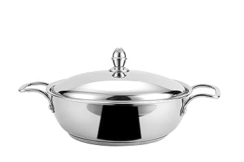Steelcraft Premium Stainless Steel Victoria Kadhai -20 cm, 1600ml (Induction Friendly) Cook and Serve, for Multipurpose Cooking, Silver, Set of 1