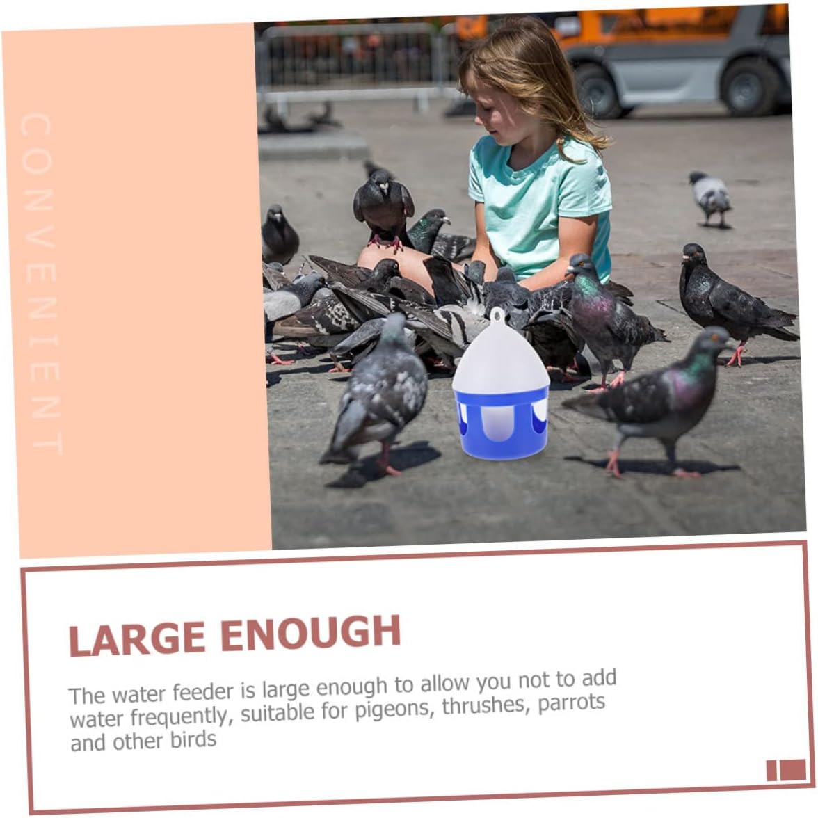 Kisangel 2Pcs Bird Water Fountain Portable Bird Water Feeding Device for Pigeons and Doves Durable Supply for Long Term Water Storage for Busy Owners