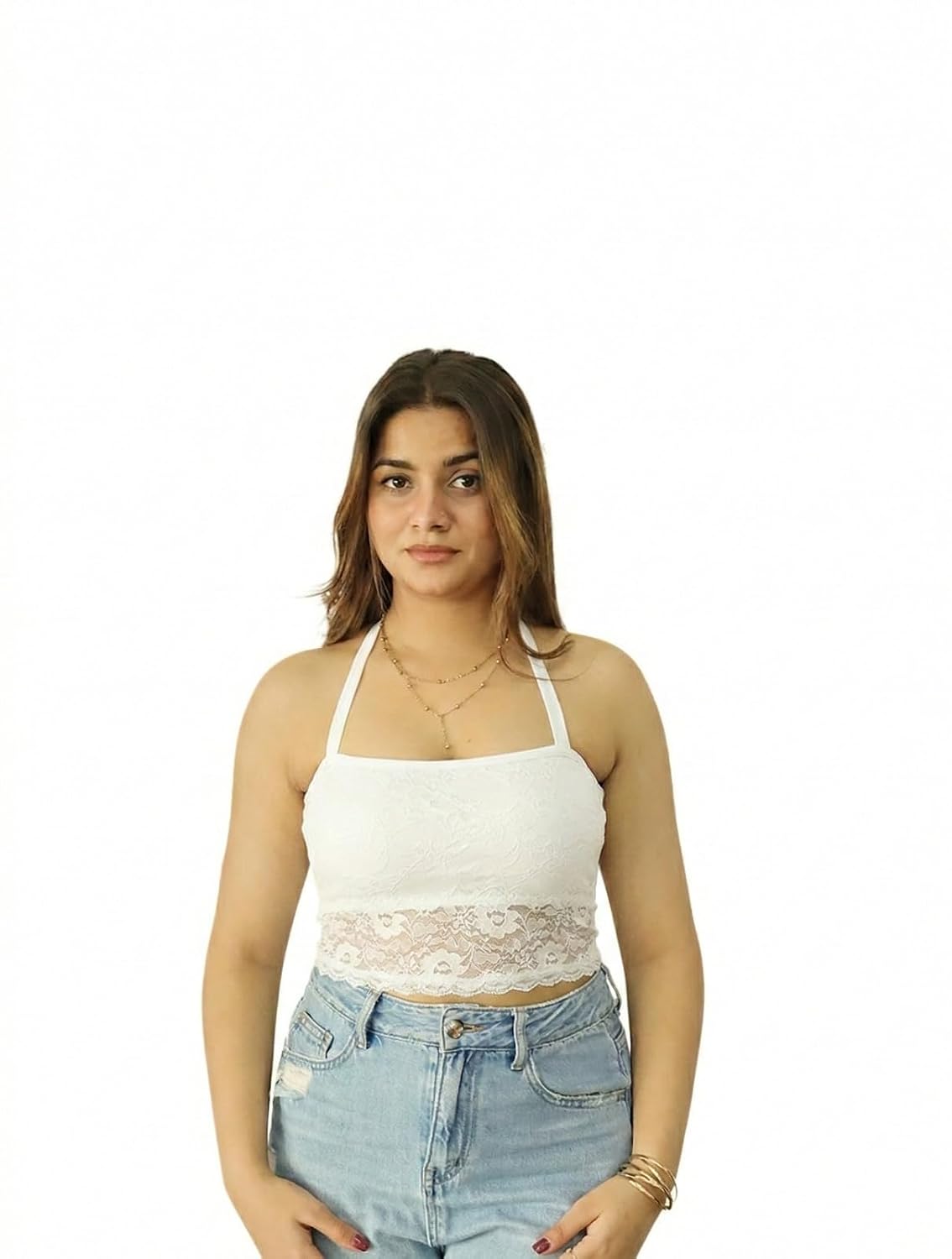 Women’s Lace Halter Neck Crop Top – Stylish Sleeveless Summer Camisole Stretchy Lace Bralette Style Crop Top for Casual & ... - Review, Price and Buying Guide