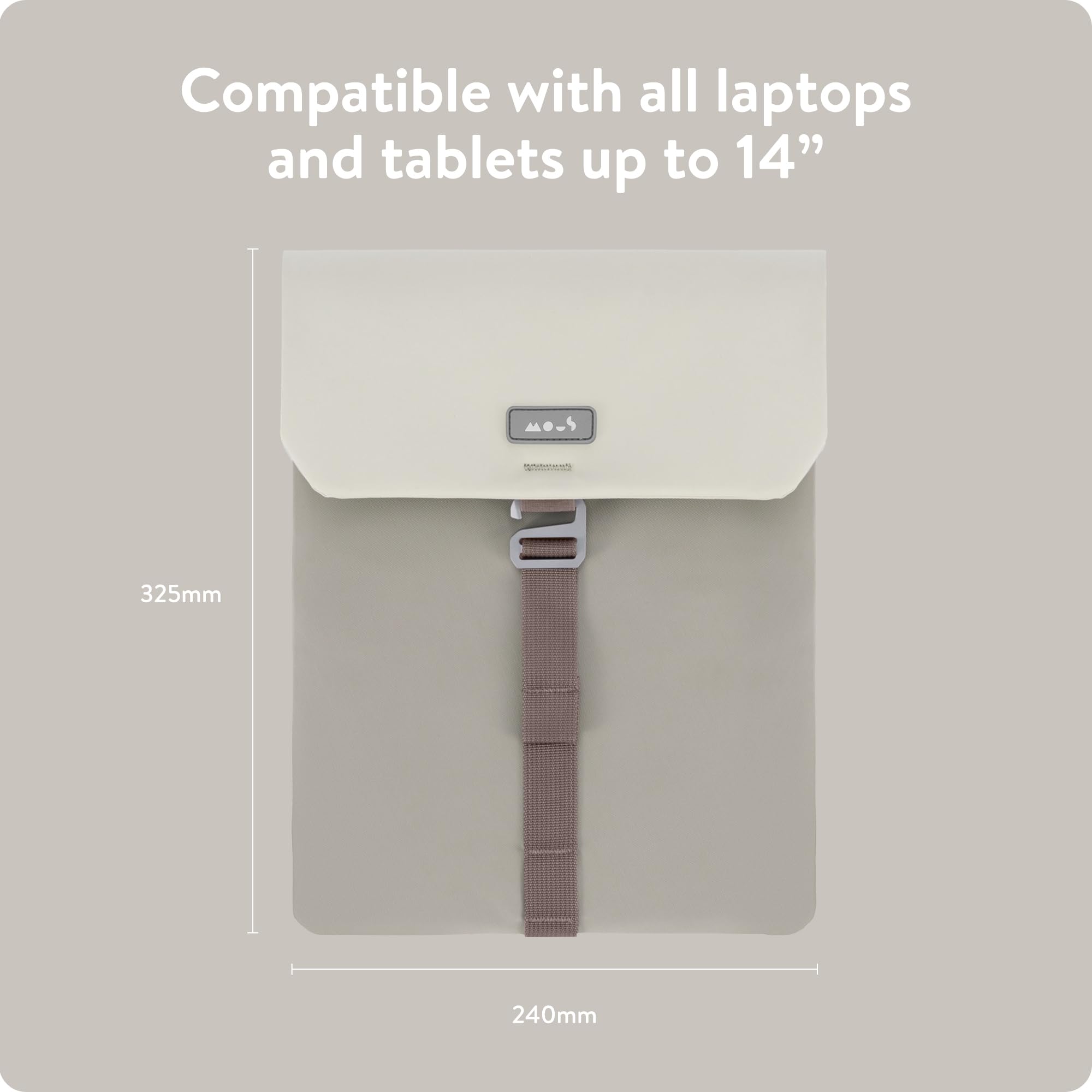 Mous – Laptoptasche 14 Zoll Hülle - Universelle Laptop-Hülle - Stein | Mous Laptoptasche 2,2 cm (8 Zoll), universelle Laptophülle, wasserabweisend, strapazierfähig, Mitternacht/Stein/Marine/Sage