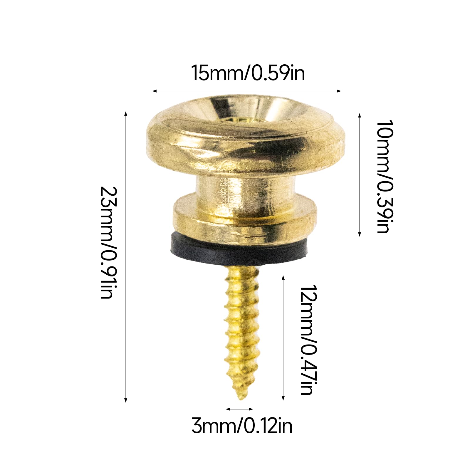 Soundspire 2-Pack Metal Guitar Strap Locks, Mushroom-Style Gold Guitar/Bass/Ukulele Security Strap Lock Buttons with Anti-Slip Base