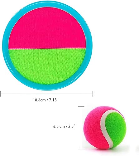 Vista 3 de Toss and Catch Ball Game Set, Catch Game Toys with 6 Paddles and 3 Balls, Outdoor Paddle Ball Beach Games Backyard Ball Throw Sports Games for Kids