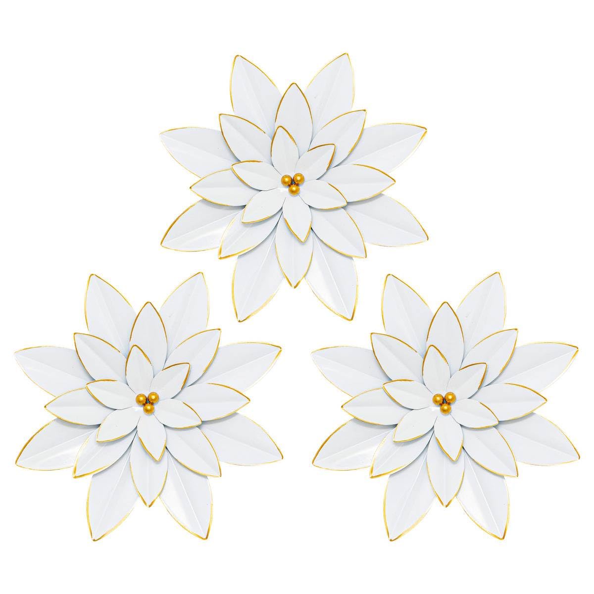 Atmosphera - 3 déco Murale Alya D24cm - Blanc