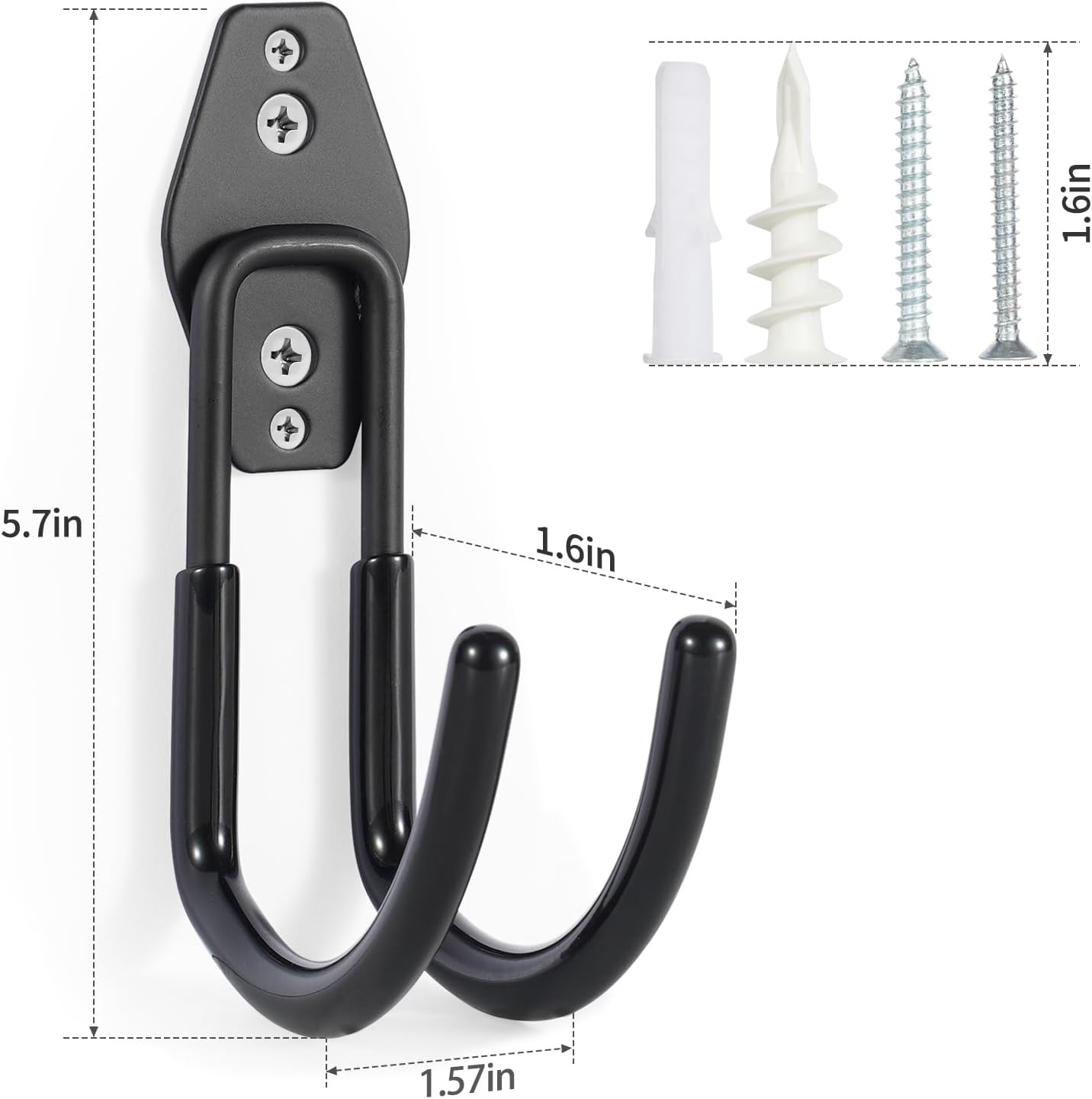 Garage Tool Hooks Wall Mount, 6 Pack Heavy Duty Storage Hooks for Garden Tools, Wall Hooks for Garden Hoses, Brooms, Ladders, Garage Storage and Organization Accessories