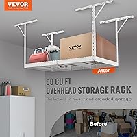 Vista 2 de VEVOR Overhead Garage Storage Rack, 3x6 Garage Ceiling Storage Racks, Heavy Duty Adjustable Cold Rolled Steel Racks for Garage Storage, White